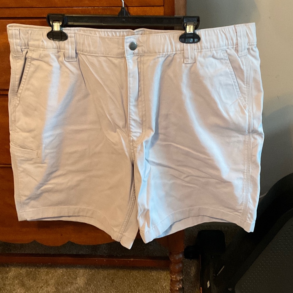 Carhartt Men’s Light Beige Flat-Front Casual Shorts